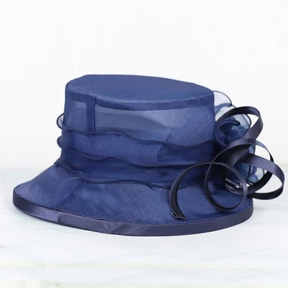 Floral Wedding Hat for Women's Tea Party Fascinators Kentucky Church Derby Hats - color: Navy