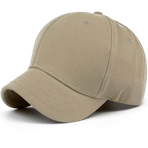 Loneshark Short Brim Baseball Hat for Running Small Bill Umpire Cap - color: Khaki