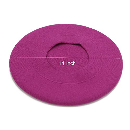 Wheebo Reversible Solid Color French Beret Hat for Women and Girls - color: Magenta