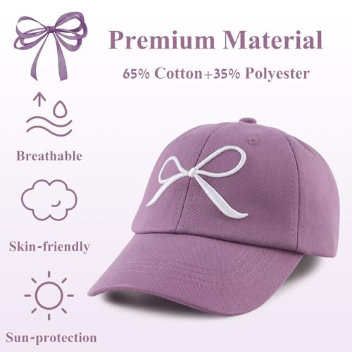 Zsedrut Girls Glitter Baseball Cap Kids Adjustable Ponytail Hat Toddler Summer Mesh Trucker Hats - color: Bow Style-purple