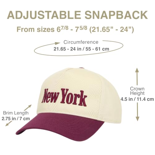 E BY ELIDAN New York Trucker Snapback Hat 3D Embroidered Baseball Cap - color: Cream Burgundy