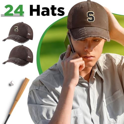 Suhine 24 Pcs Blank Trucker Hat Bulk,Unisex Baseball Cap - color: Brown