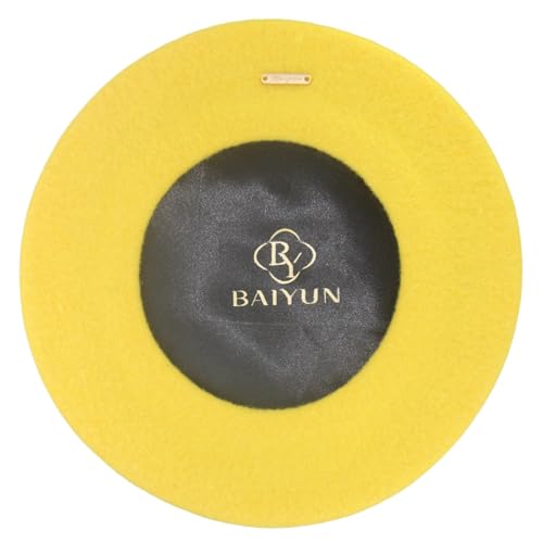 Classic Wool French Red Beret Hats for Women Men - color: M --Yellow