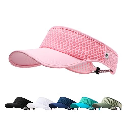 AUSFLUG Sun Visor Hat Men Women - Moisture Wicking Lightweight Sports Cap - color: Pink