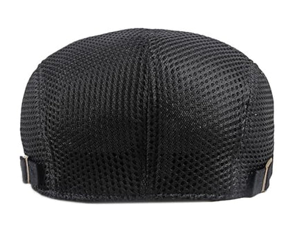 DIYDECAL Mens Breathable Mesh Summer Hat Adjustable Newsboy Beret Ivy Cap Cabbie Flat Cap - color: Black