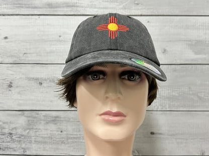 America State City Flag Hats - color: New Mexico Flag (Washed Black)