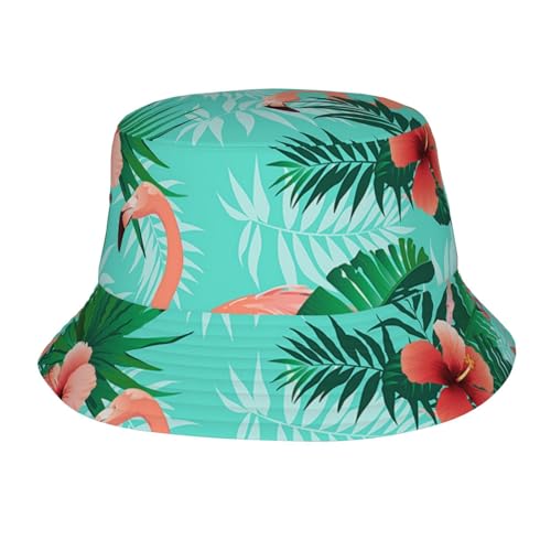 Bucket Hat for Men Women Funny Hat Unisex Foldable Summer Travel Beach Hat - color: Flamingos Bucket Hats