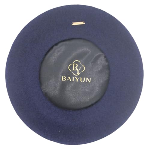 Classic Wool French Red Beret Hats for Women Men - color: M--navy Blue