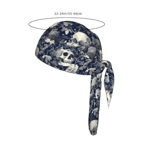 Adjustable Cycling Cap, Quick Dry Sports Bandana Skull Cap Helmet Liner - color: Flower Skull
