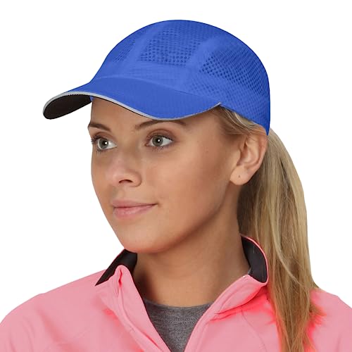 TrailHeads Women's Race Day Running Hat, Sports Cap with Reflective Trim - color: Cool Blue