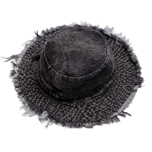 Cotton Denim Distressed Bucket Hat, Sun Hat, Hat for Men and Women - color: Blu16