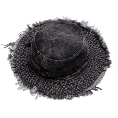 Cotton Denim Distressed Bucket Hat, Sun Hat, Hat for Men and Women - color: Blu16