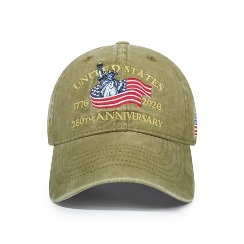 USA 250th Anniversary Baseball Cap Patriotic Embroidered American Hat - color: 2-khaki