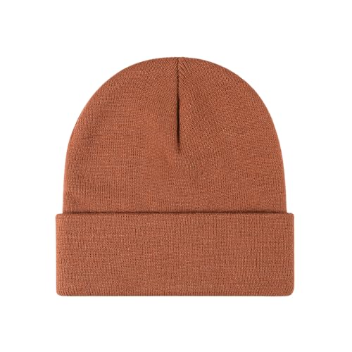 Winter Beanie Men Women Heavyweight Stretch Knit Cuffed Hat - color: Mocha,plain