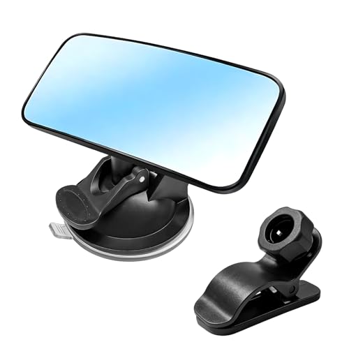 Car Interior Rearview Mirror, 360° Adjustable Wide Angle Sun Visor Backseat Mirror with Suction Cup, Universal Clip-on Safety Rear View Mirrors for Viewing Rear Passengers