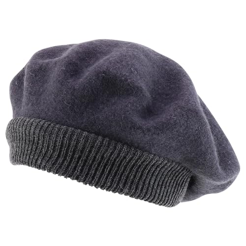 Trendy Apparel Shop Plain Solid French Wool Beret Hat - color: Dark Grey
