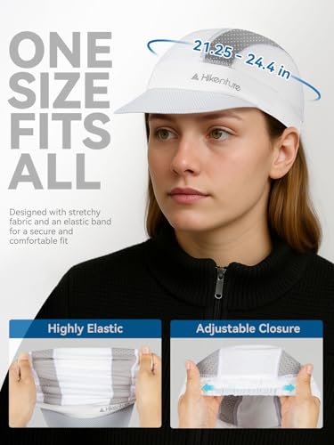 Hikenture Cycling Cap,Cooling Skull Cap Bike Hat with Sun Visor, Summer Breathable Helmet Liner Biking Cap for Men Women - color: Whitegrey