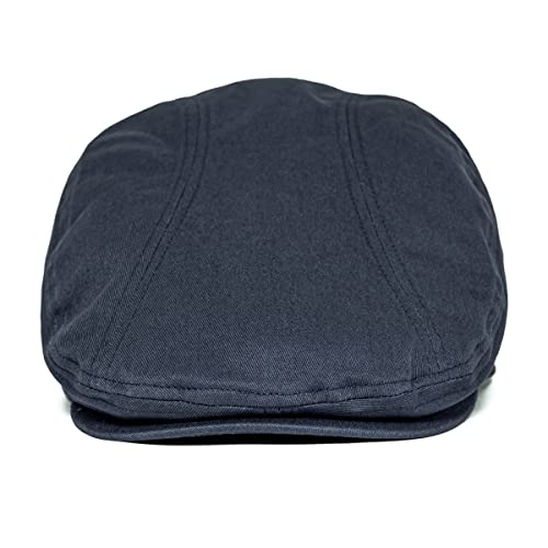 BOTVELA Men Cotton Twill Newsboy Flat Hat Fitted Cap - color: Dark Gray, size: 7 1/8