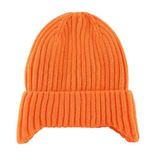 Home Prefer Baby Winter Hats for Boys Girls Kids Toddler Beanie with Earflaps Fleece Lined Knitted Beanie for Cold Weather - color: Orange, size: 3-7 Years