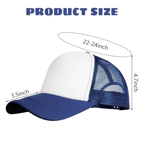 2 Pack Trucker Hat Bulk Mesh Cap for Women Men Adjustable Blank Hats for DIY Sports Outdoor - color: Royal Blue, Navy Blue