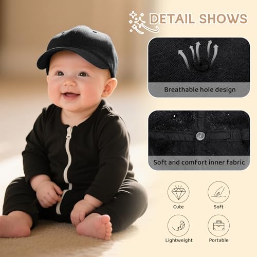 Durio Baby Baseball Cap UPF 50+ Infant Sun Hat Elastic Back 0-12 Months - color: A Black, size: 6-12 Months