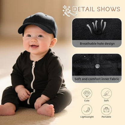 Durio Baby Baseball Cap UPF 50+ Infant Sun Hat Elastic Back 0-12 Months - color: A Black, size: 6-12 Months