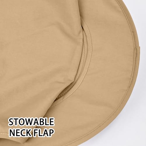ZOORON Sun Hats for Men Women with Neck Flap Fishing UPF 50+ UV Protection - color: Khaki (With Face Cover)