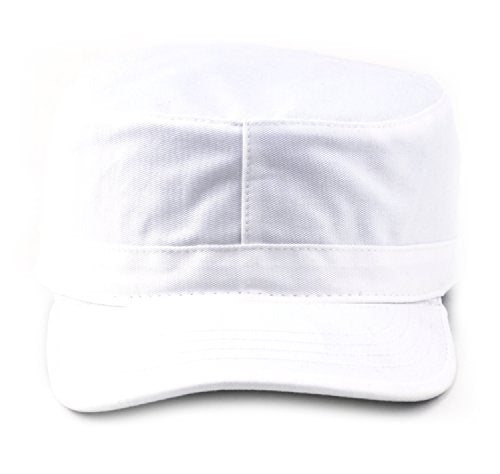 NYFASHION101 Fashionable Solid Color Unisex Fitted Army Military Cadet Cap - color: White, size: Small