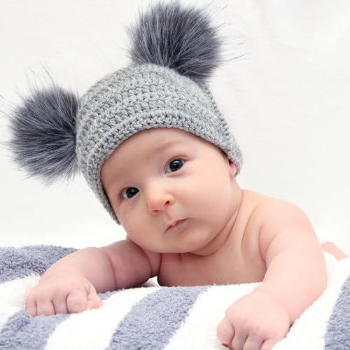Tatuo 16 Pcs Faux Fur Pom Poms for Hats, Dark Gray - color: Dark Gray