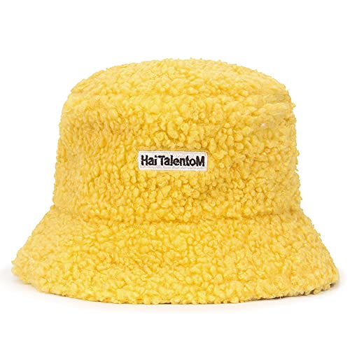 Magik Women Fashion Winter Bucket Hat Vintage Cloche Hats Wool Warmer Fisherman Cap - color: Yellow