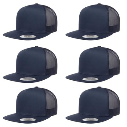 Yupoong 5-Panel YP Classic Trucker Cap | High Profile Flat Visor Snapback - color: Navy