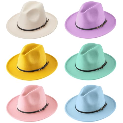 Hercicy 6 Pcs Fedora Hats for Women Men - color: Classic Color