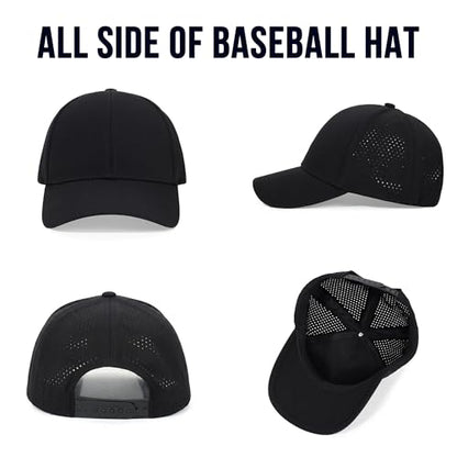 Quick Dry Baseball Cap Curved Brim Snapback Hat Mesh for Men Women - color: Black*4