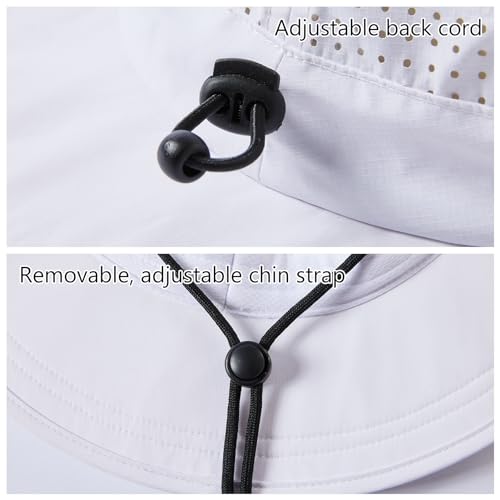 UPF 50+ Bucket Sun Hat with Laser Perforated Mesh Cooling Adjustable Breathable Lightweight for Outdoor Men Women - color: White