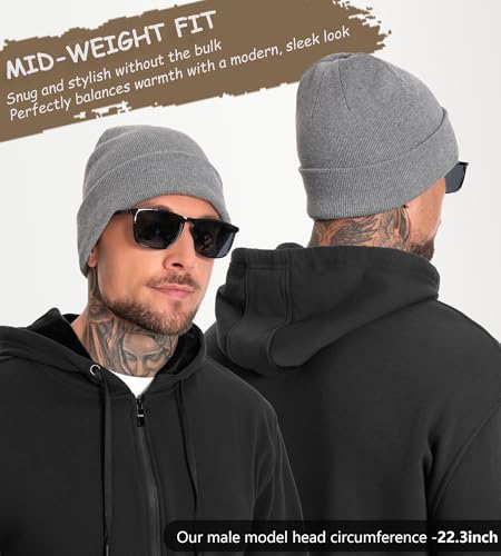 100% Cotton Beanie for Women Men Soft Knit Beanies Warm Winter Hat - color: Light Grey