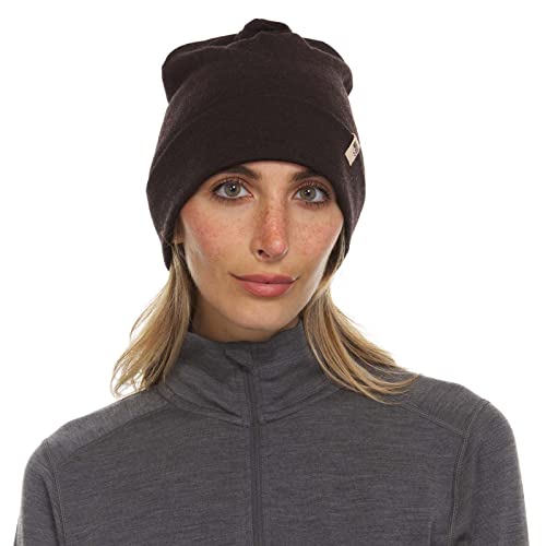 100% Merino Wool Cuff Beanie - Warm Winter Hat - Novelty Beanie - Toque - color: Dark Brown