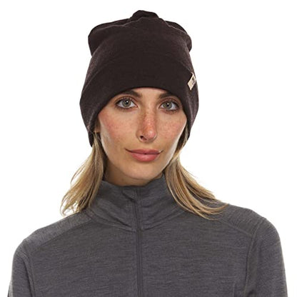 100% Merino Wool Cuff Beanie - Warm Winter Hat - Novelty Beanie - Toque - color: Dark Brown