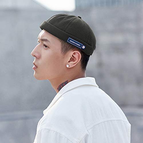 jerague Beanie Hat for Men Women Brimless Cuffed Hat Skullcap Watch Cap Adjustable - color: B1-darkgreen