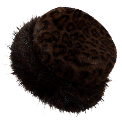 sy soul young Women's Leopard Faux Fur Hats Fluffy Bucket Hat Russian Style - color: Classic Leopard 2