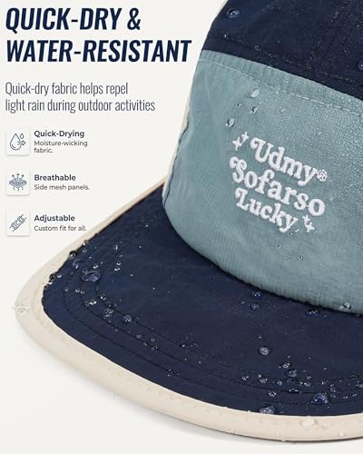 CLAPE Quick Dry 5 Panel Hat for Men, Breathable Mesh Lightweight Running Cap Outdoor Streetwear Flat Brim Hat - color: Bs265p15-navyblue