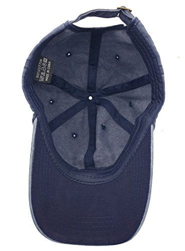 Glamorstar Classic Unisex Baseball Cap Adjustable Washed Dyed Cotton Ball Hat - color: Navy