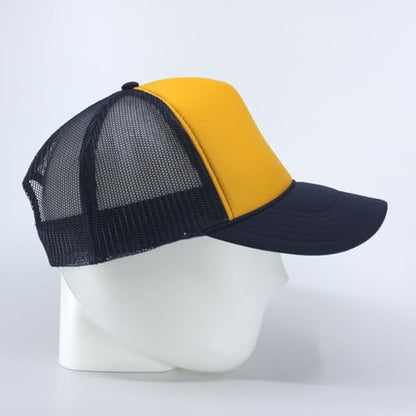 High Crown Foam Mesh Camouflage Tri-Color Oak Leaves Trucker Hat Baseball Cap - color: Navy/Gold/Navy
