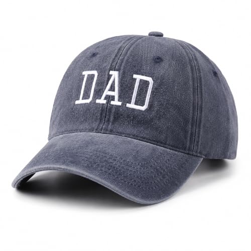 Vintage DAD Baseball Cap for Men, Embroidered Dad Hat, Washed Casual Cap, for New Dads - color: Dark Blue
