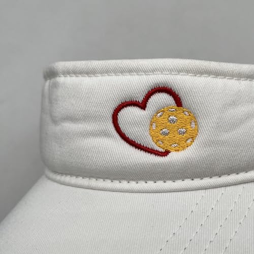 Embroidered Pickleball Visor Men Women,Gifts for Pickleball Lovers - color: White, style: Pickleball Heart