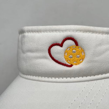 Embroidered Pickleball Visor Men Women,Gifts for Pickleball Lovers - color: White, style: Pickleball Heart