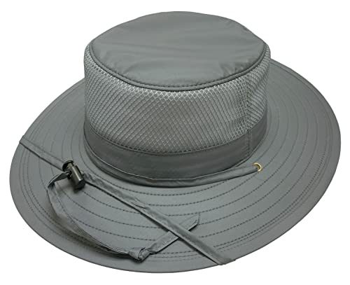 Broner Ripstop Nylon Floatable Outdoor Sun Hat with Nylon Mesh Side Panels - color: Grey, size: Large