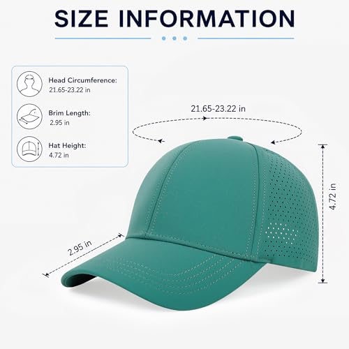 Quick Dry Baseball Cap Curved Brim Snapback Hat Mesh for Men Women - color: Lakegreen