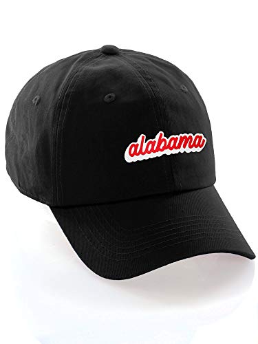 Classic Unstructured USA Cities Baseball Dad Hat 3D Raised PVC Letters Cap - color: Alabama Black - White Red