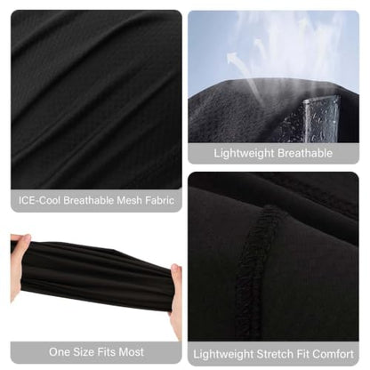 Ocatoma Cooling Skull Cap for Men,Sweat Wicking Breathable Helmet Liner - color: Black+black+gray