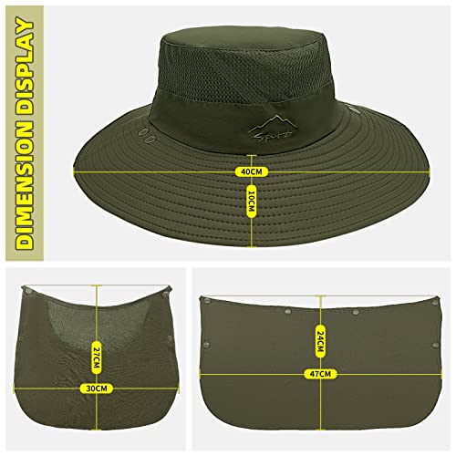 Fishing Hat for Men Sun Protection Hat with Removable Neck Flap Face Cover - color: Green